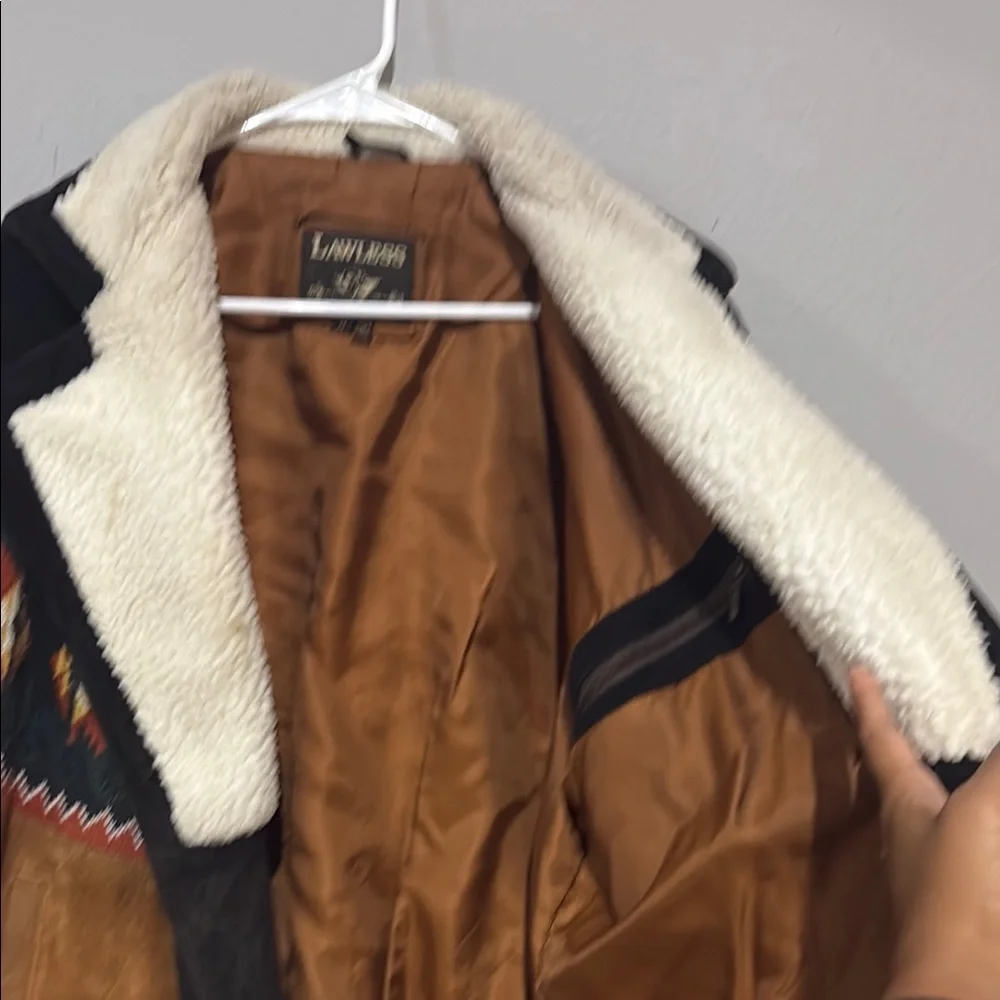 Vintage lawless Aztec southwestern Multicolor Jacket with Shearling Collar S - Picture 8 of 15